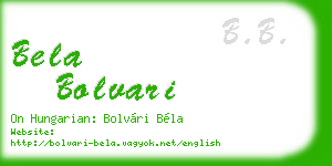 bela bolvari business card